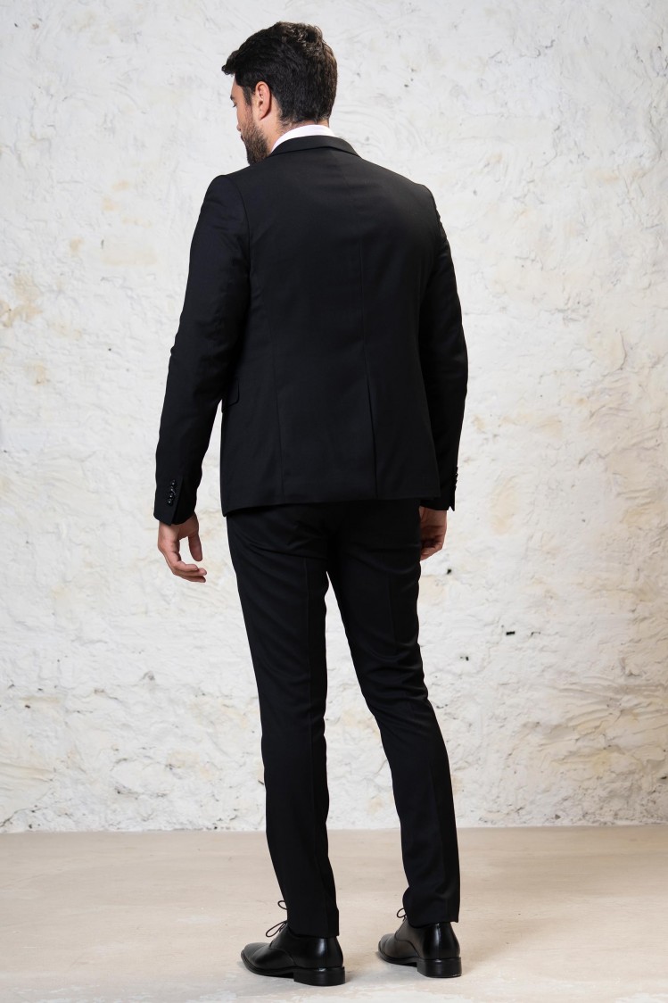 Traje elástico liso cierre un botón Extra Slim