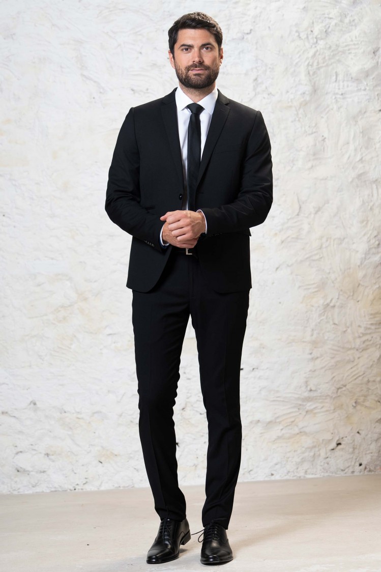 Traje liso elástico Extra Slim con relojera