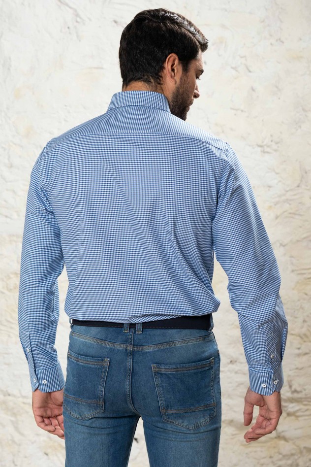 Camisa semientallada cuadro vichy...