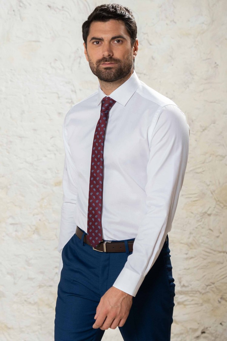 Camisa de vestir entallada microcuadrillé