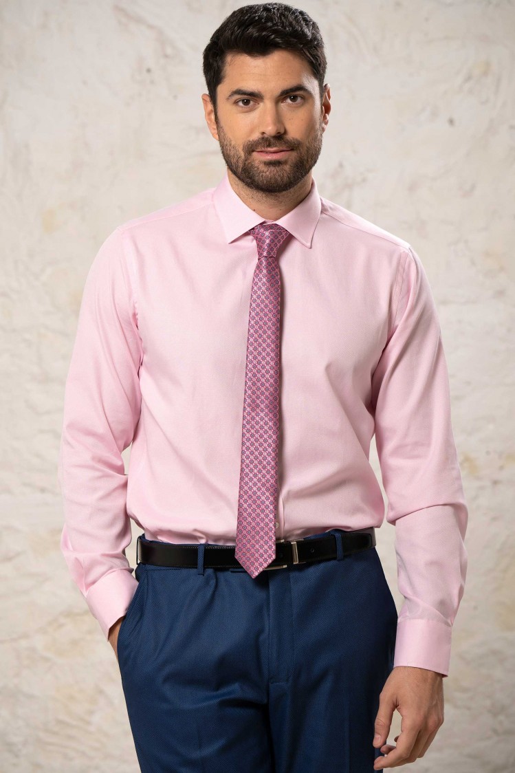 Camisa de vestir entallada falso liso