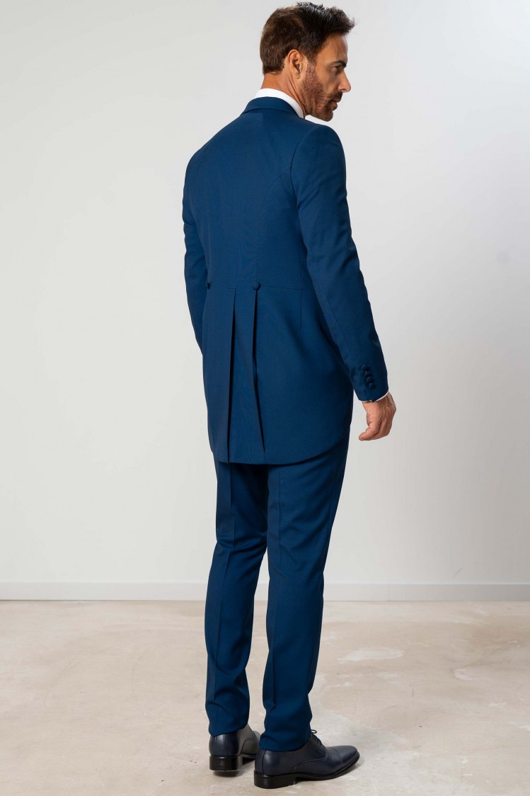 Chaqué elástico micropuntillé azul Slim Fit