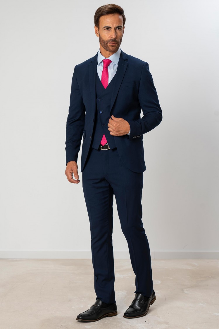 Traje elástico liso Slim Fit