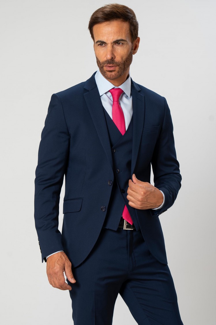 Traje elástico liso Slim Fit