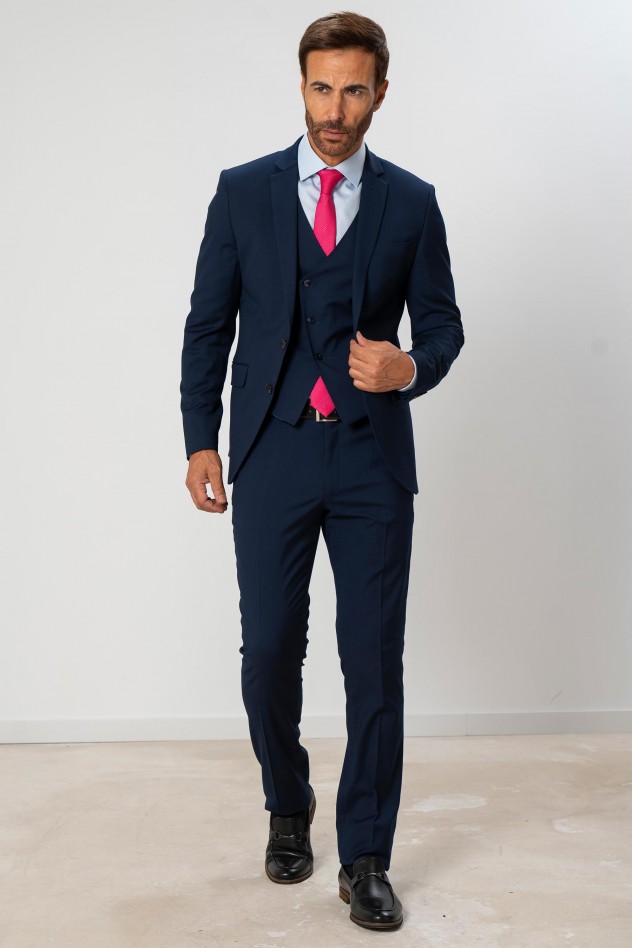 Traje elástico liso Slim Fit