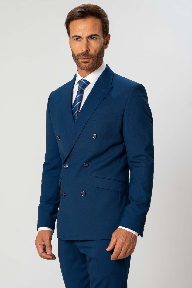 Traje elástico cruzado estructura micropuntillé Slim Fit