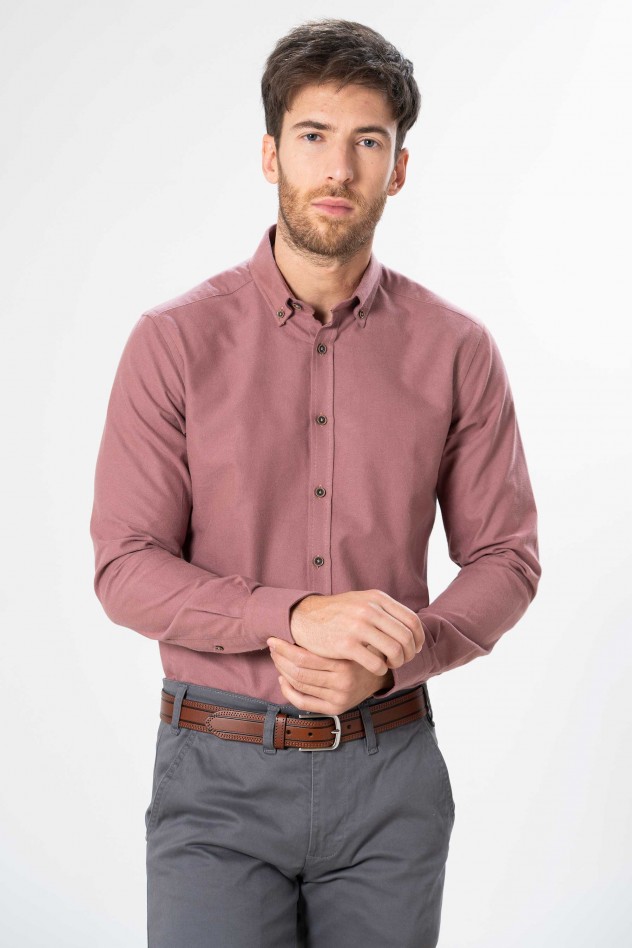 Camisa semientallada viella oxford lisa