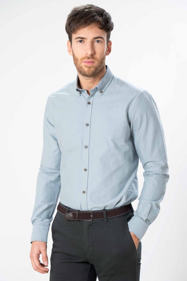 Camisa semientallada viella oxford lisa