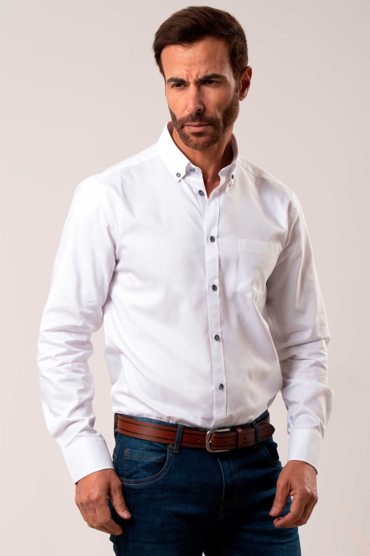 Camisa sport mini oxford semientallada