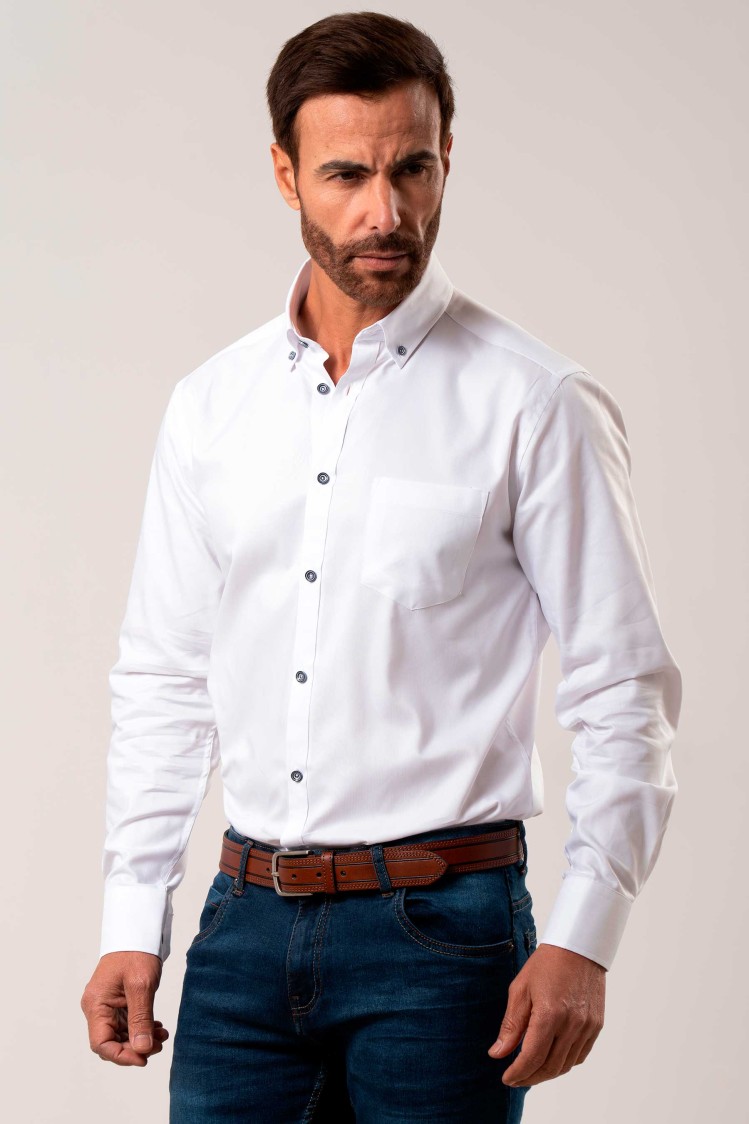 Camisa sport mini oxford semientallada