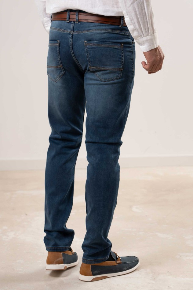 Pantalón tejano elástico azul medio...