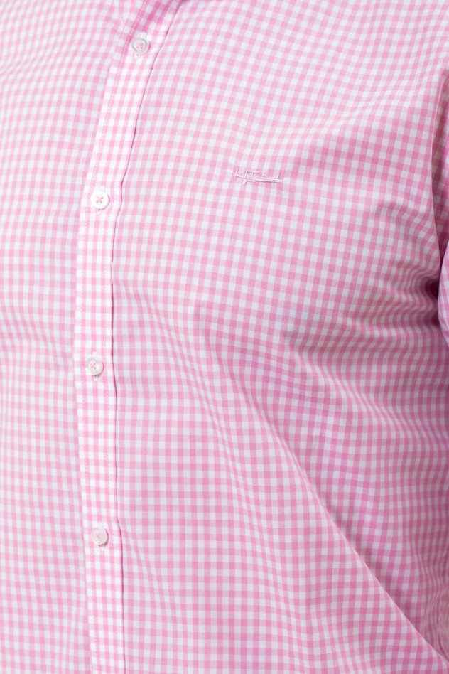 Camisa semientallada cuadro vichy grande