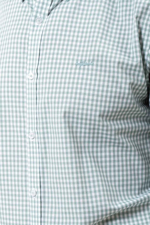 Camisa semientallada cuadro vichy grande