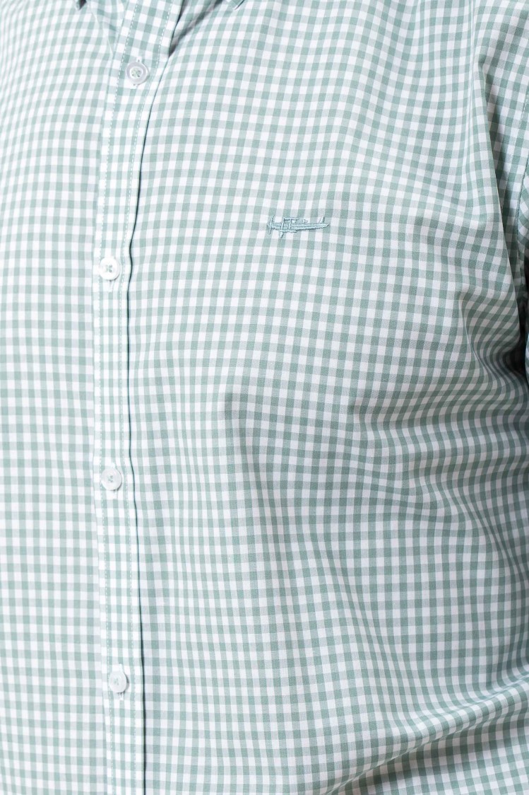 Camisa semientallada cuadro vichy grande