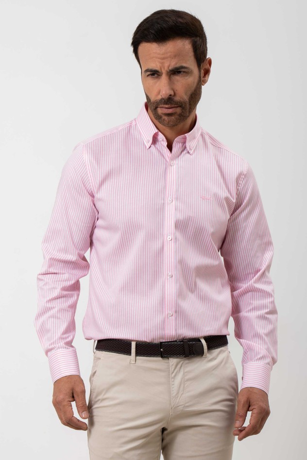 Camisa semientallada listas verticales