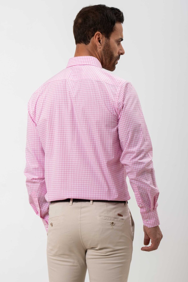Camisa semientallada cuadro vichy grande