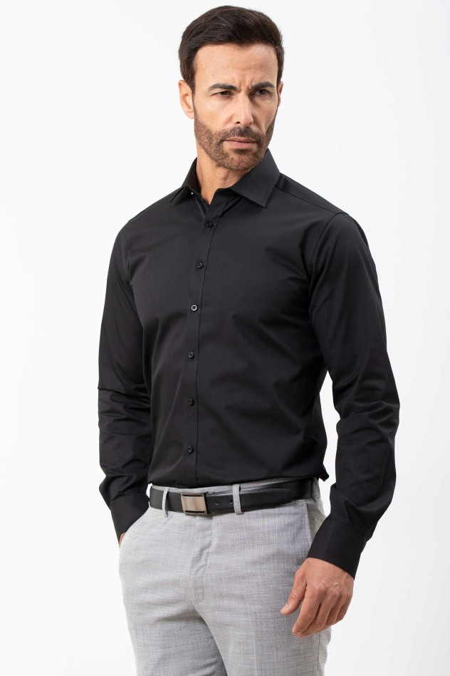 Camisa de vestir entallada popelín...