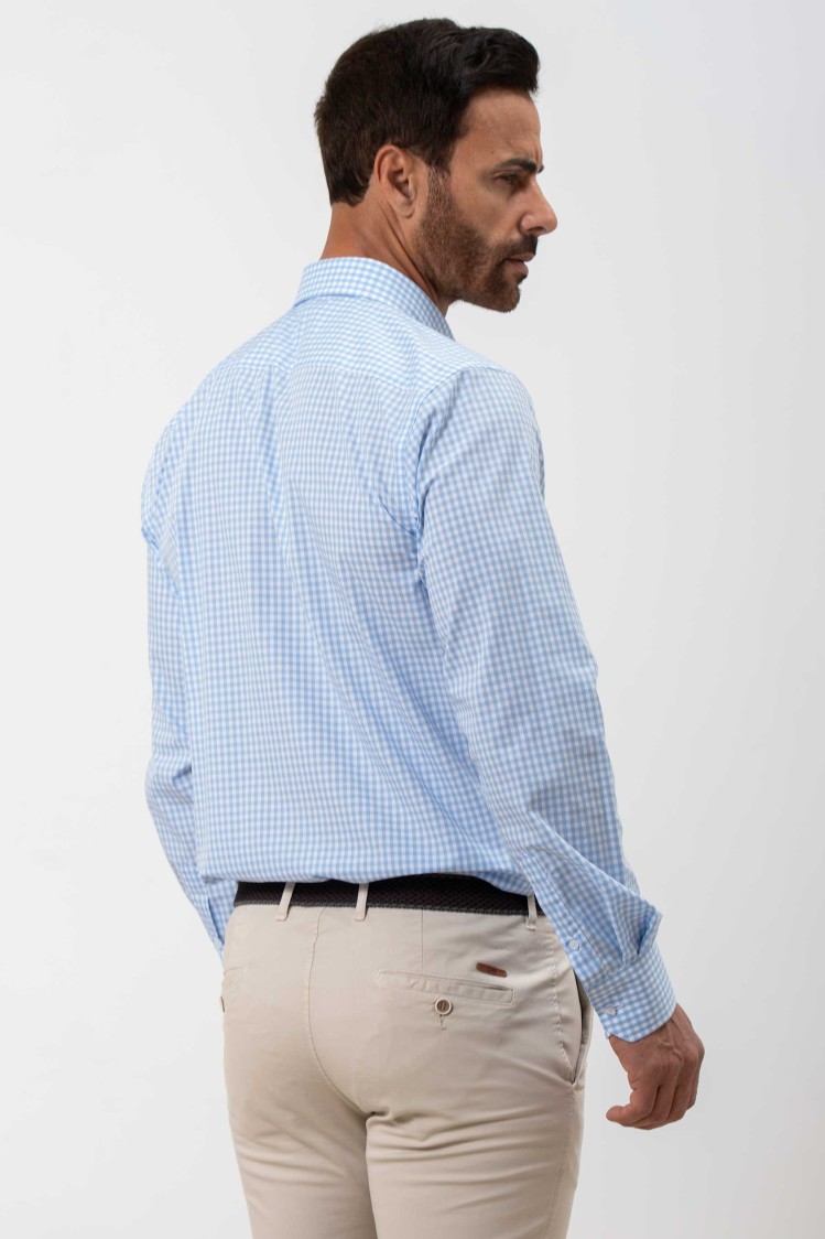 Camisa semientallada cuadro vichy grande