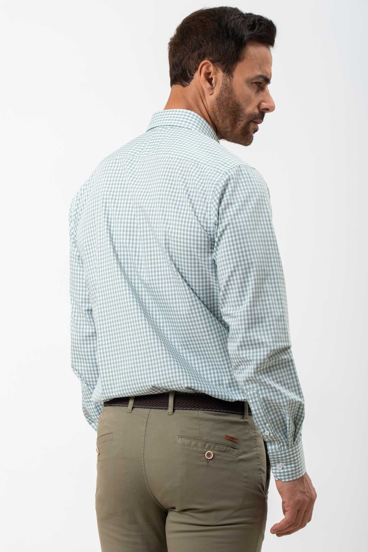 Camisa semientallada cuadro vichy grande