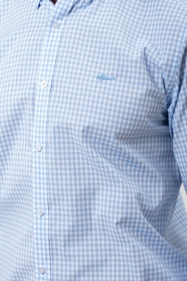 Camisa semientallada cuadro vichy grande