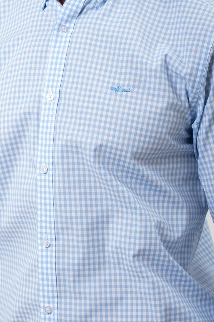 Camisa semientallada cuadro vichy grande