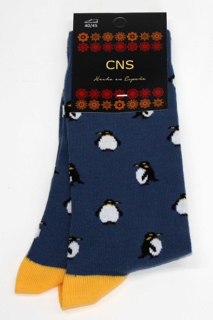 Calcetín fantasía pingüinos