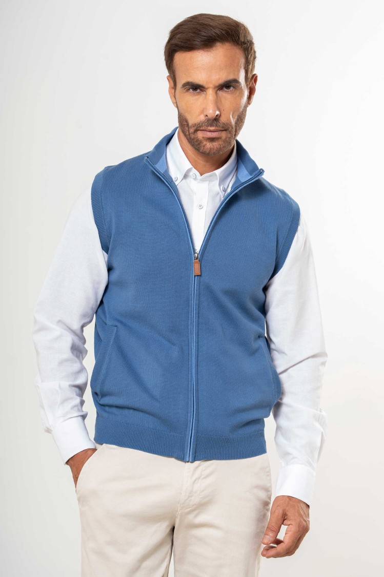 Chaleco de punto fino cierre cremallera