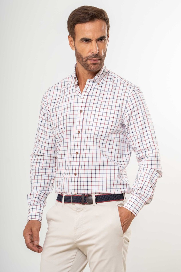 Camisa cuadrícula mediana bicolor