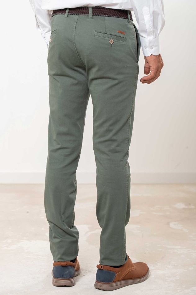 Pantalón chino elástico algodón con...