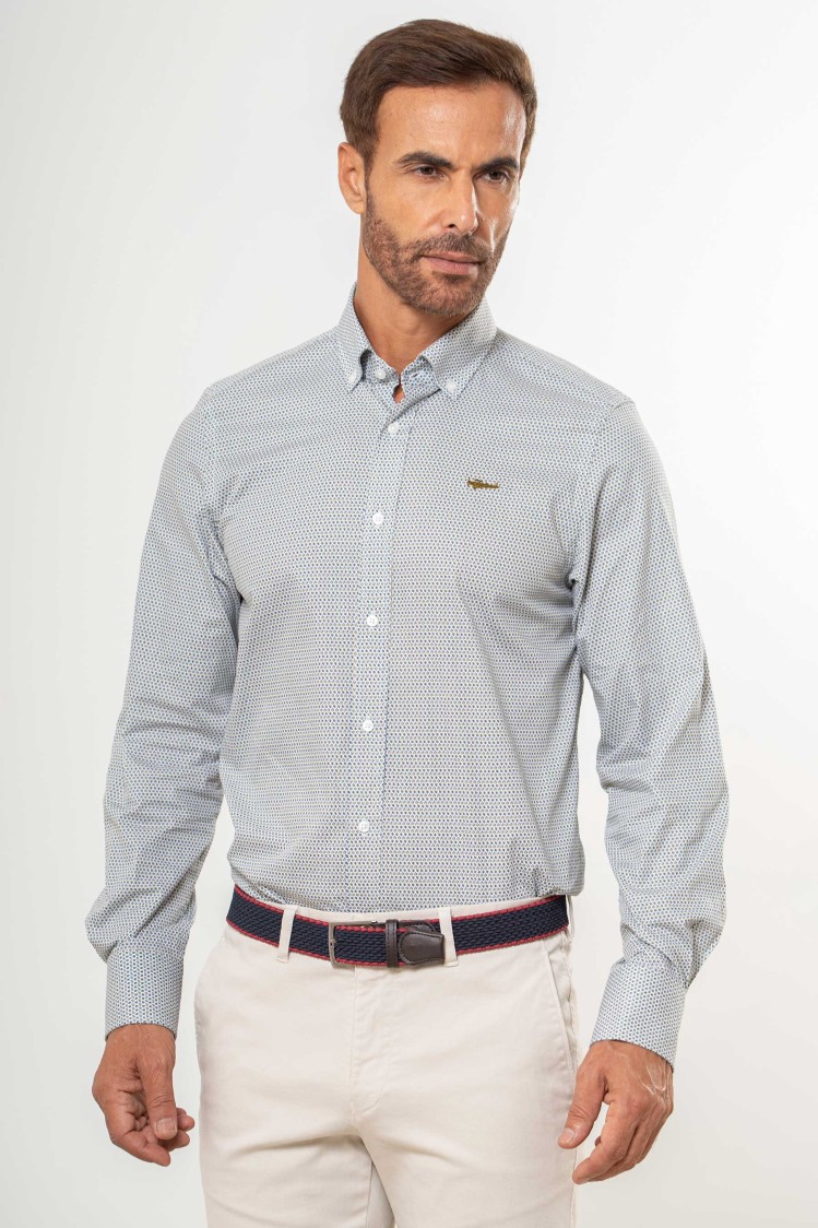 Camisa semientallada estampado flor