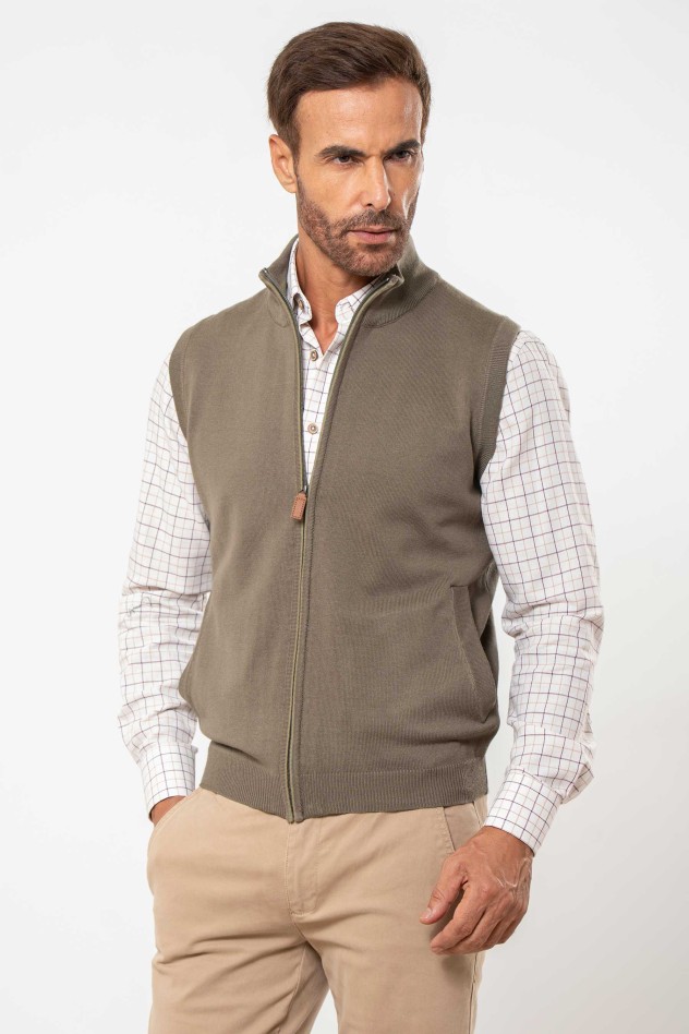 Chaleco de punto fino cierre cremallera