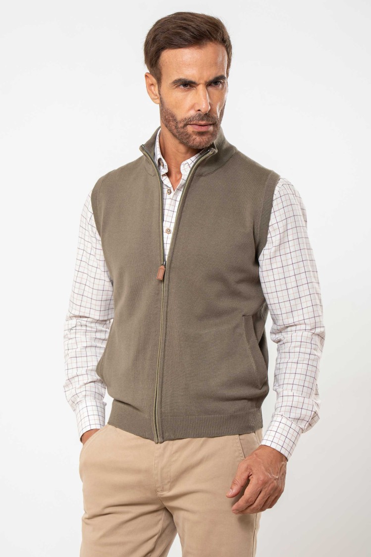 Chaleco de punto fino cierre cremallera