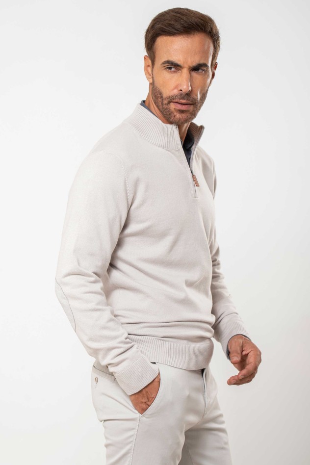 Jersey liso cuello perkins y coderas