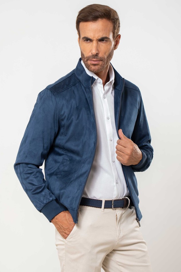 Cazadora de antelina acolchado ligero