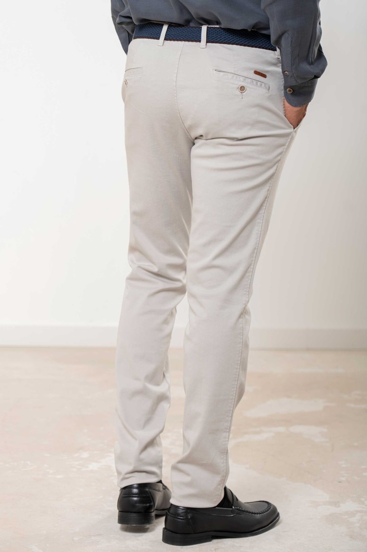 Pantalón chino elástico algodón con cinturón