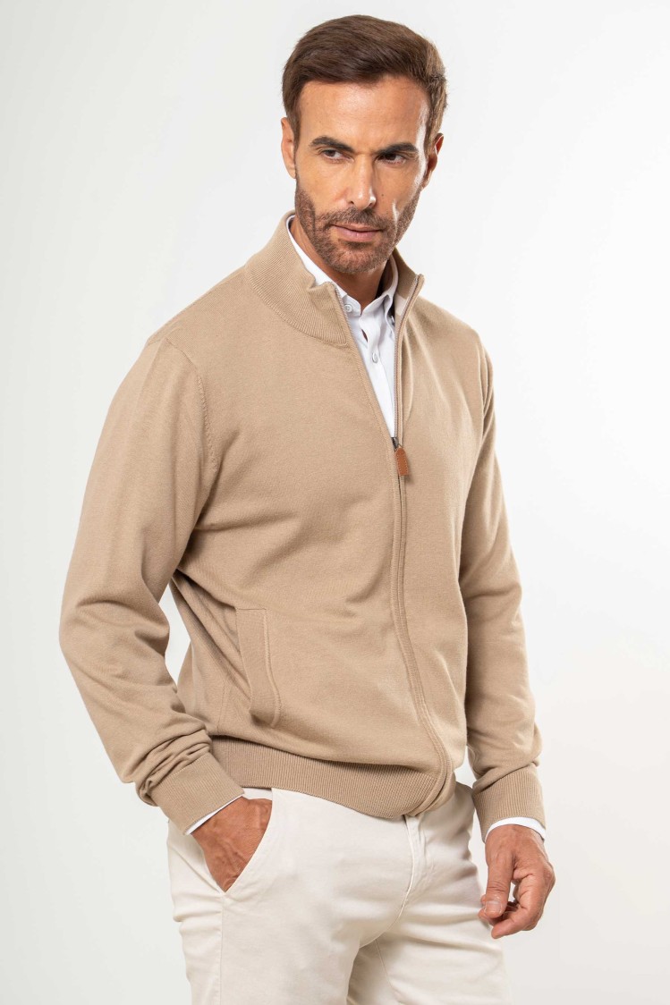 Cárdigan punto fino bolsillos laterales