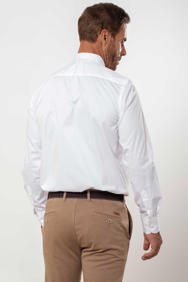 Camisa semientallada lisa algodón