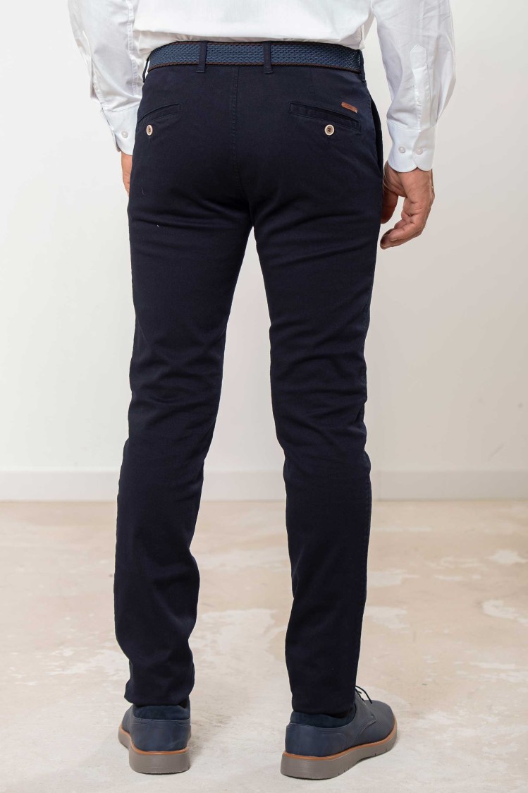 Pantalón chino elástico algodón con cinturón