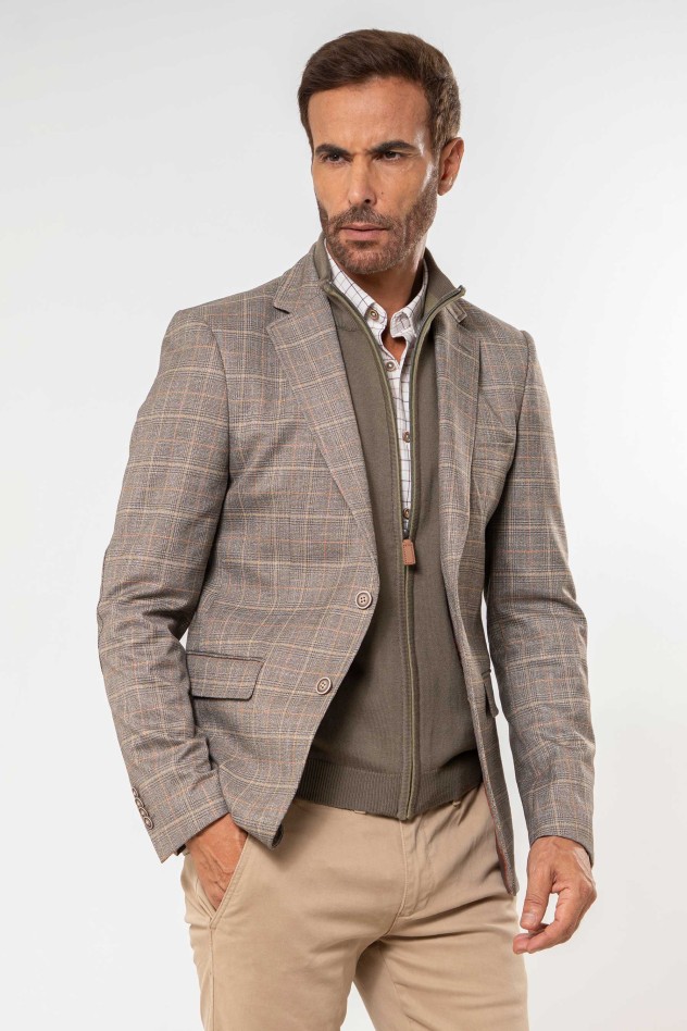 Americana cuadrícula con coderas