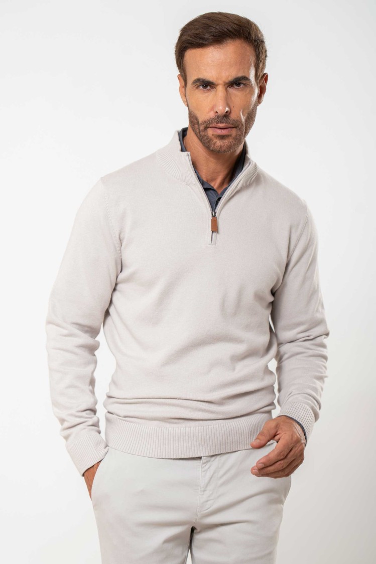 Jersey liso cuello perkins y coderas