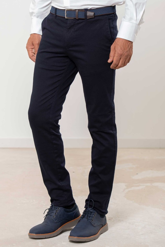 Pantalón chino elástico algodón con...