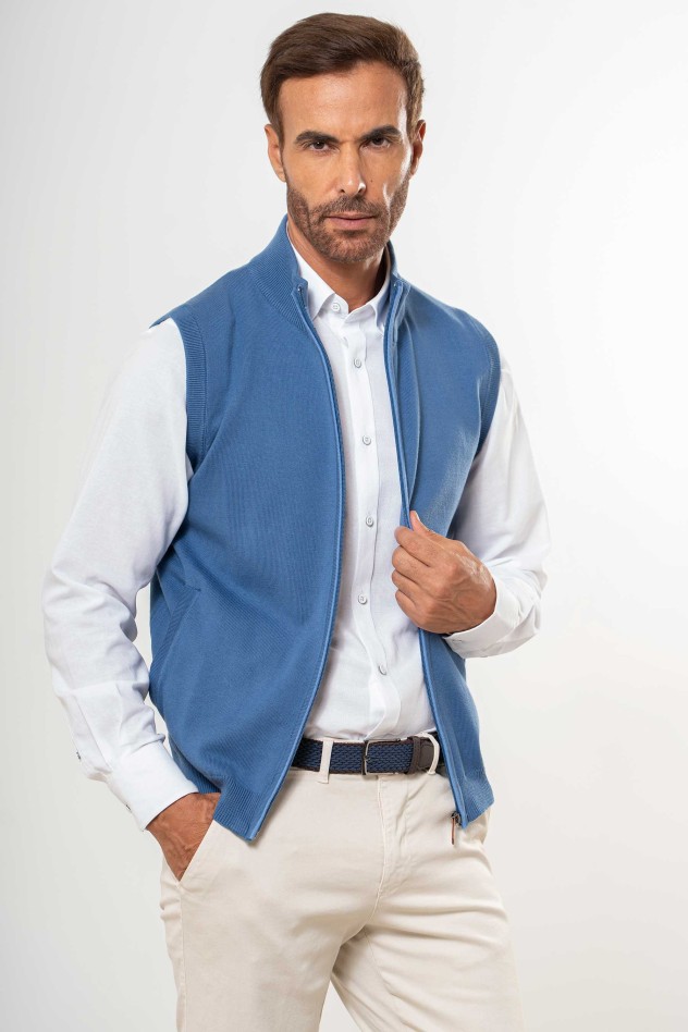 Chaleco de punto fino cierre cremallera