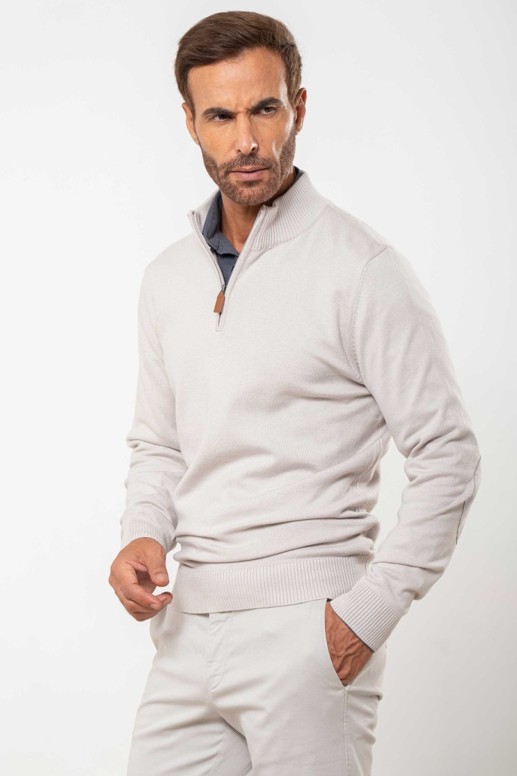 Jersey liso cuello perkins y coderas