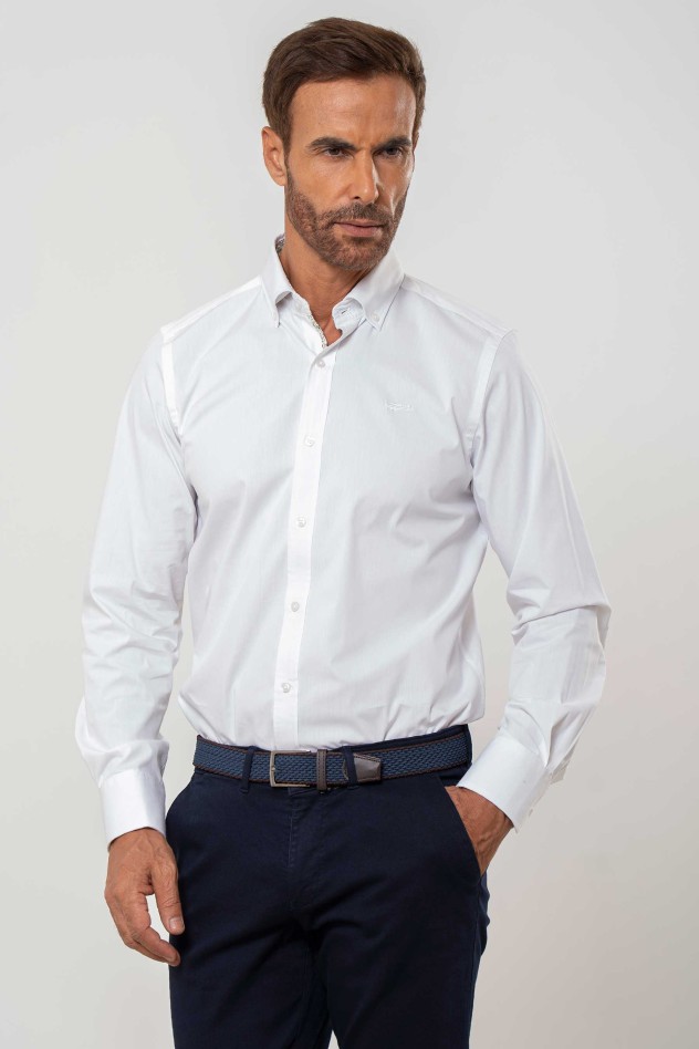 Camisa semientallada algodón elástico