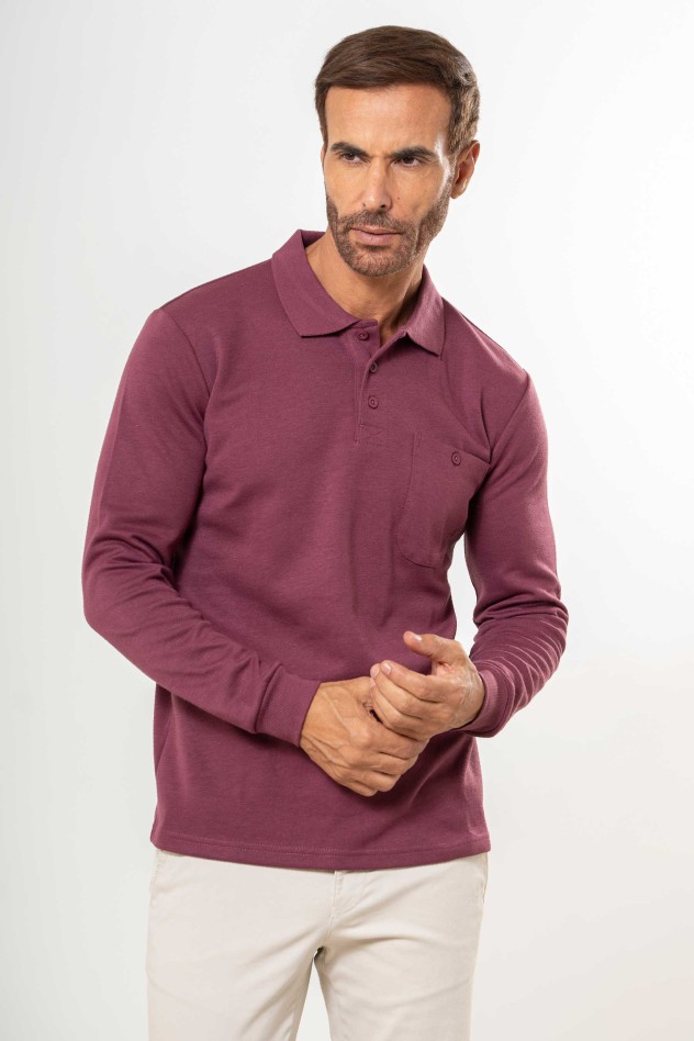 Polo liso con bolsillo