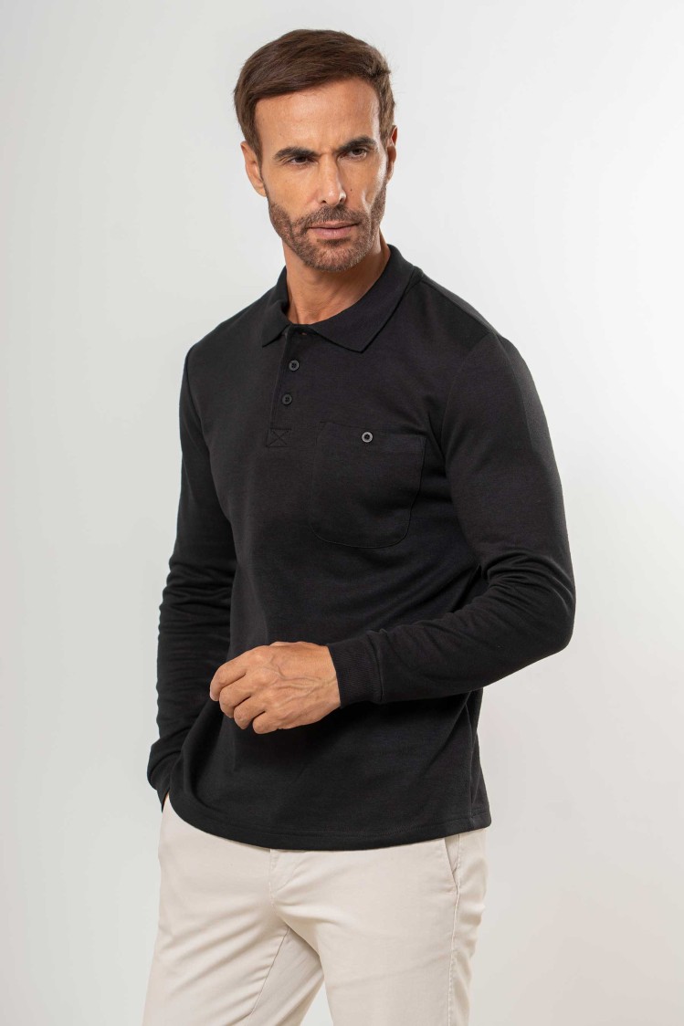 Polo liso con bolsillo