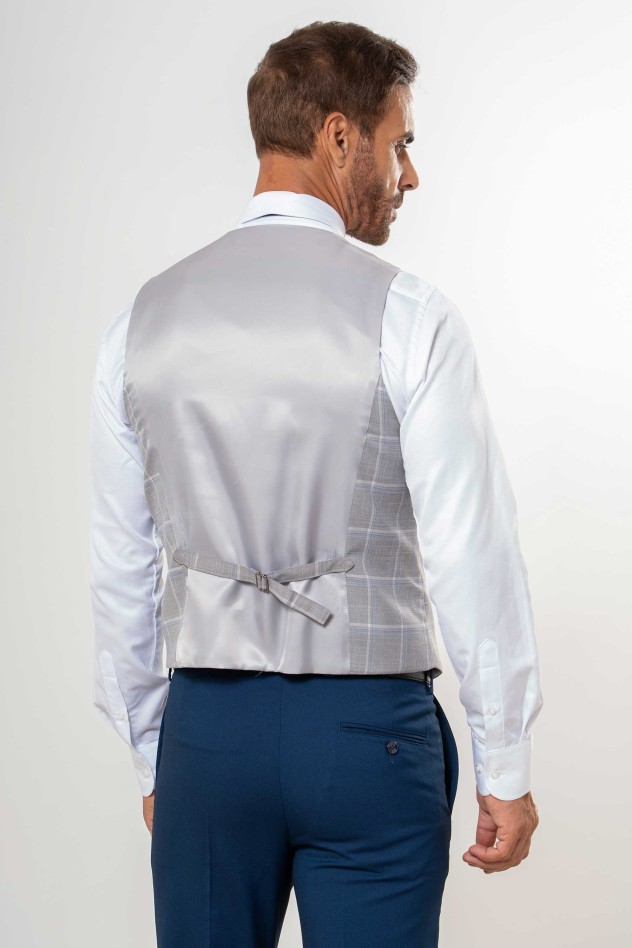 Chaleco cruzado cuadrícula gris