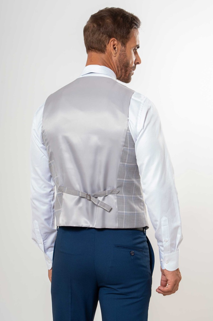 Chaleco cruzado cuadrícula gris