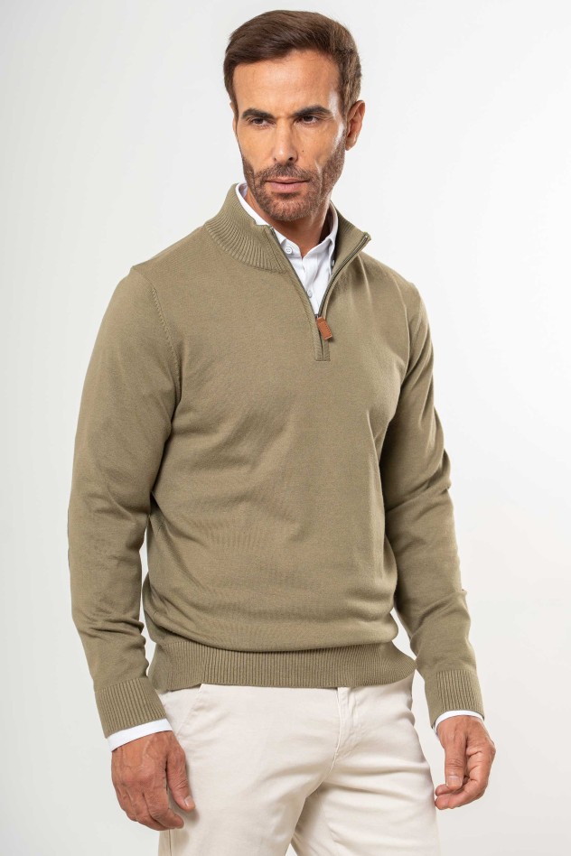 Jersey liso cuello perkins y coderas