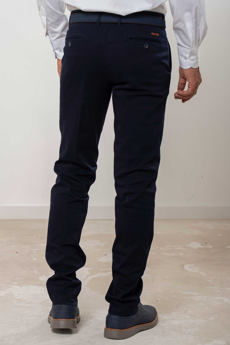 Pantalón chino elástico algodón perchado Regular Fit